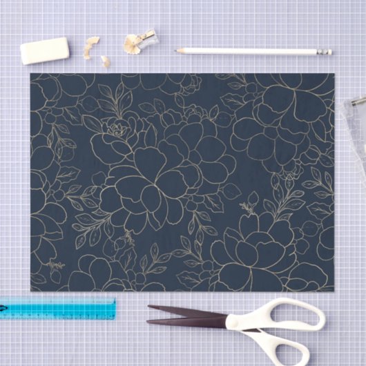 Stijlvolle marineblauw goudhandschrift tissuepapier (Craft)