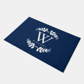 Stijlvolle marineblauw monogram deurmat (Schuin)
