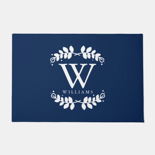 Stijlvolle marineblauw monogram deurmat (Voorkant)