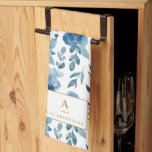 Stijlvolle marineblauw Waterverf bloemen monogram Theedoek<br><div class="desc">Stijlvolle marineblauw Waterverf Flowers Pattern Monogrammed Kitchen Towel</div>
