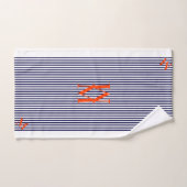 Stijlvolle marineblauwe en witte verticale gestree bad handdoek (Handdoek)