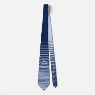 Stijlvolle marineblauwe grafische rimpelgolf stropdas