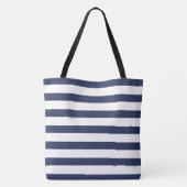 Stijlvolle marineblauwe strepen en groene monogram tote bag (Achterkant)