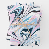 Stijlvolle marineroze bruine acrylgieterij inpakpapier vel (In situ)