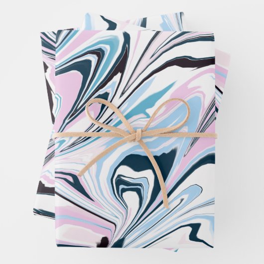 Stijlvolle marineroze bruine acrylgieterij inpakpapier vel (In situ)