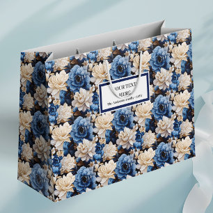 Stijlvolle marinewit ivoorkleurige bloemensieraden groot cadeauzakje