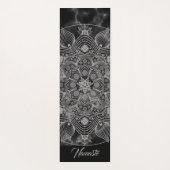 Stijlvolle marmer Black en White Floral Mandala Yogamat (Achterkant)