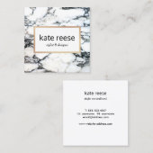 Stijlvolle marmer Black en White Marble Vierkante Visitekaartje (Voorkant / Achterkant)