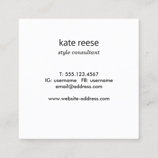 Stijlvolle marmer Black en White Marble Vierkante Visitekaartje (Achterkant)