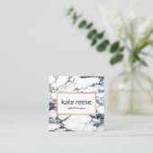 Stijlvolle marmer Black en White Marble Vierkante Visitekaartje (Staand voorkant)