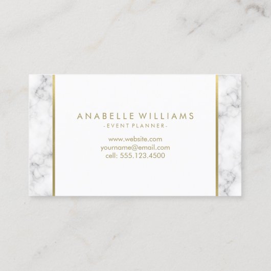 Stijlvolle Marmer en Gouden Gedrukte Textuur Visitekaartje (Achterkant)