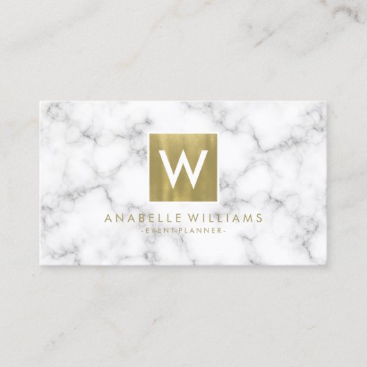 Stijlvolle Marmer en Gouden Gedrukte Textuur Visitekaartje (Voorkant)