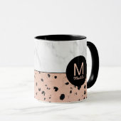 Stijlvolle marmer en Roos Gold met monogram Mok (Voorkant rechts)