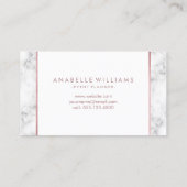 Stijlvolle Marmer en Roos Gouden Gedrukte Textuur Visitekaartje (Achterkant)