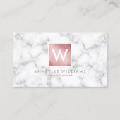 Stijlvolle Marmer en Roos Gouden Gedrukte Textuur Visitekaartje (Voorkant)