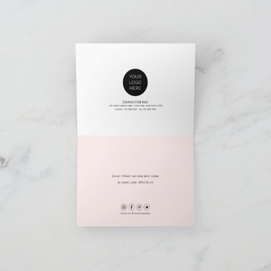 Stijlvolle marmer, verder dan Grateful-folded-Busi Bedankkaart (Binnen)