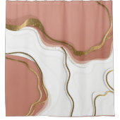 Stijlvolle marmeren blush roze gouden agaat douchegordijn (Voorkant)