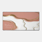 Stijlvolle Marmeren Blush Roze Gouden Agaat monogr Bureaumat (Voorkant)