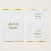Stijlvolle Marmeren Gouden Typografie Script Naam Visitekaartje (Voorkant /achterkant)