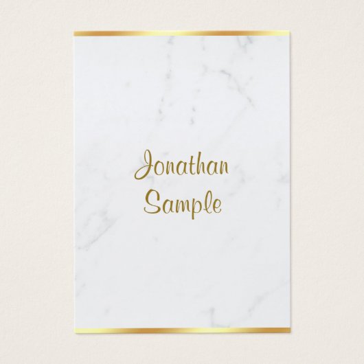 Stijlvolle Marmeren Gouden Typografie Script Naam Visitekaartje (Voorkant)