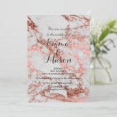 Stijlvolle Marmeren Roos Gouden Bruiloft collectie Kaart (Staand voorkant)