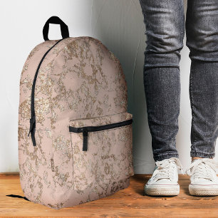 Stijlvolle Marmeren Roze Gouden Perzik Luxe Meisje Bedrukte Rugzak