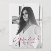 Stijlvolle Maroon Script Photo Graduation Party Kaart (Voorkant)