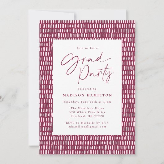 Stijlvolle Maroon Script Photo Graduation Party Kaart (Achterkant)