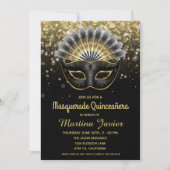 Stijlvolle Masquerade Quinceañera 15e verjaardag Kaart (Voorkant)