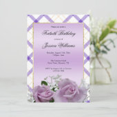 Stijlvolle Mauve Floral 40e verjaardag Kaart (Staand voorkant)