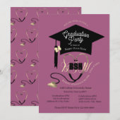 Stijlvolle Mauve Paarse bewerkbare verpleegster Af Kaart (Voorkant / Achterkant)