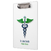 Stijlvolle medische Caduceus blauw groene vleugels Klembord (Links)