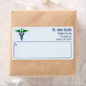 Stijlvolle medische Caduceus groene vleugels kruis Etiket (Insitu)