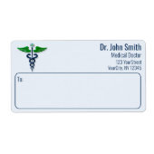 Stijlvolle medische Caduceus groene vleugels kruis Etiket (Voorkant)