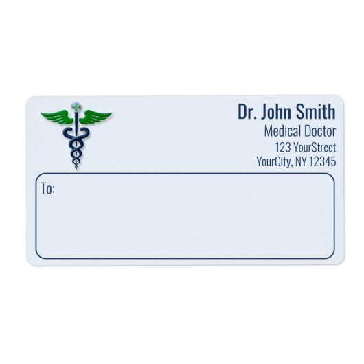 Stijlvolle medische Caduceus groene vleugels kruis Etiket (Voorkant)