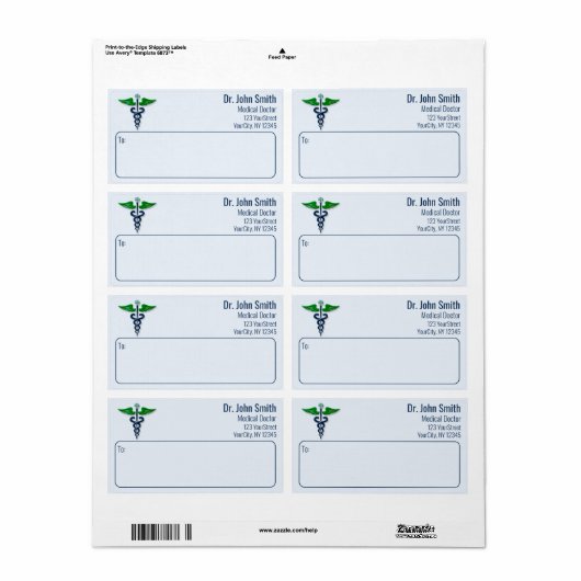 Stijlvolle medische Caduceus groene vleugels kruis Etiket (Full Sheet)