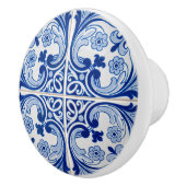 Stijlvolle mediterrane blauw-witte Tegel look Keramische Knop (Rechts)