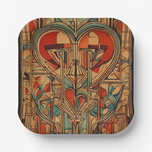 Stijlvolle meerkleuren papieren bordje (Voorkant)