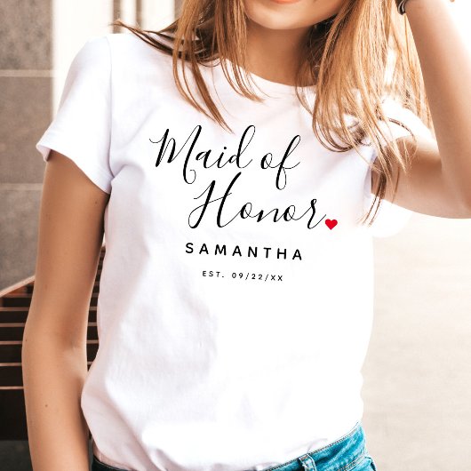 Stijlvolle meid van eer bruiloft t-shirt