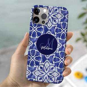 Stijlvolle meisjesachtige blauwgrijze eerste monog Case-Mate iPhone 14 hoesje
