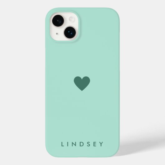 Stijlvolle Meisjesachtige Mintgroene Hart en Naam Case-Mate iPhone Case (Achterkant)
