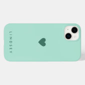 Stijlvolle Meisjesachtige Mintgroene Hart en Naam Case-Mate iPhone Case (Achterkant (horizontaal))
