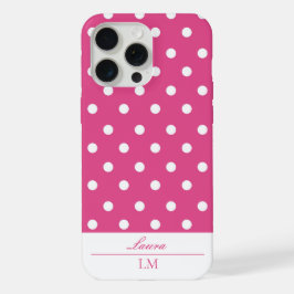 Stijlvolle meisjesachtige roze en witte polkadots iPhone 15 pro max case