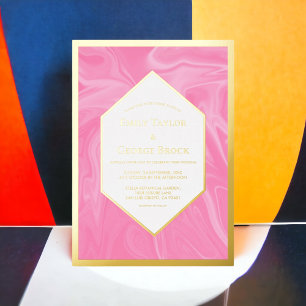 Stijlvolle Meisjesachtige Roze Minimaal Abstract T Folie Uitnodiging