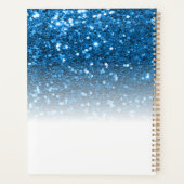 Stijlvolle meisjesblauwe glittermonogram planner (Achterkant)