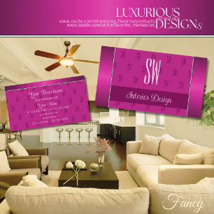 Stijlvolle meisjesroze afbeelding met Monogram Pro Visitekaartje