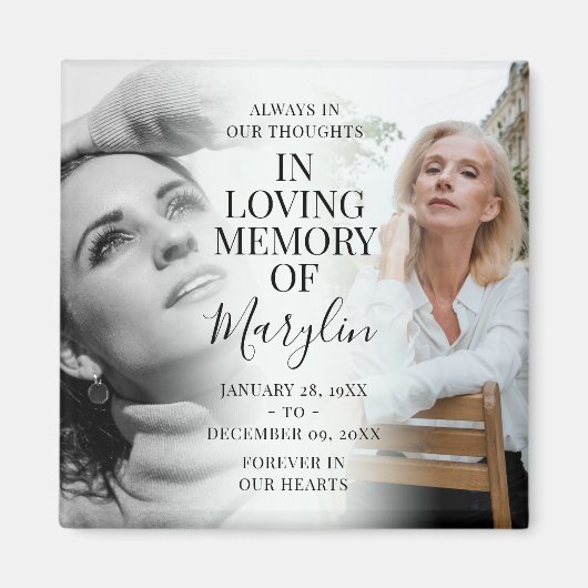 Stijlvolle memoriam voor en na foto herinneringstu magneet (Voorkant)