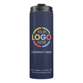 Stijlvolle Merk Navy Blue Company Business Logo Thermosbeker