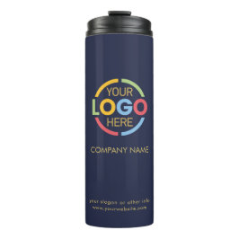 Stijlvolle Merk Navy Blue Company Business Logo Thermosbeker