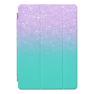 Stijlvolle mermaid lavender glitter turkooise ombr iPad pro hoesje